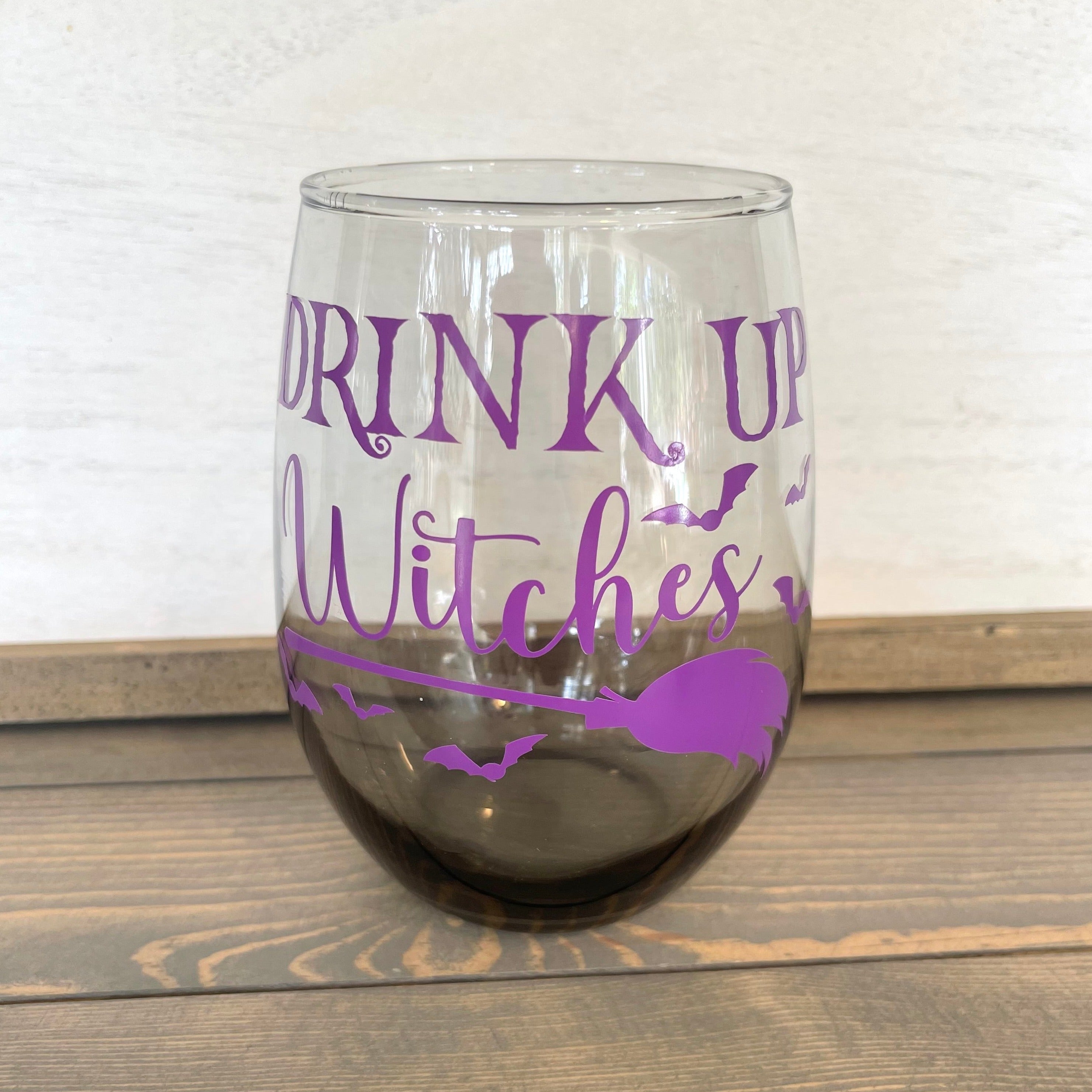 Glass stemless wine glass adorned with witty saying in permanent vinyl. Holds 20 ounces of liquid. Care instructions: Hand wash only, not dishwasher safe, do not microwave, and do not soak. 