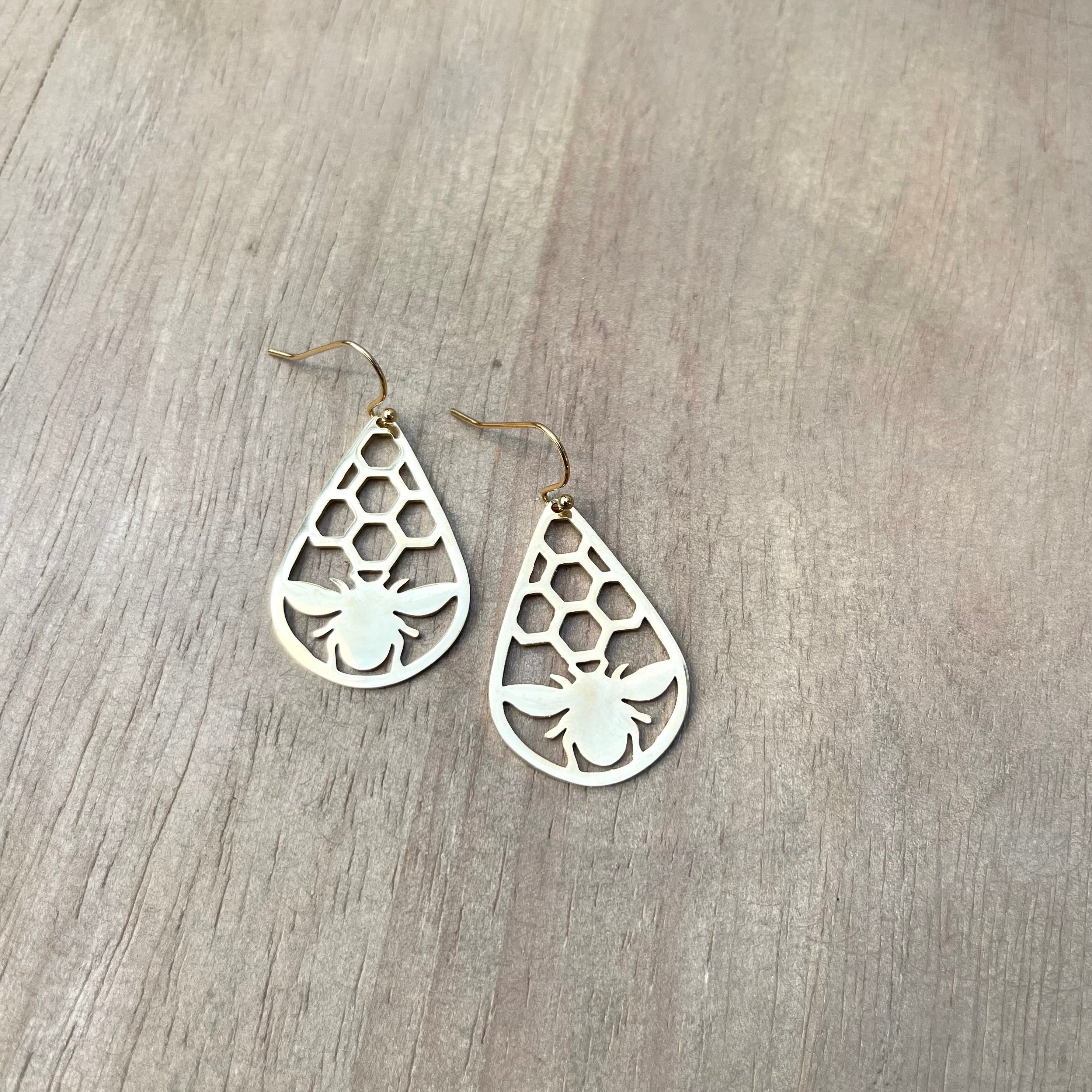 Handcrafted earrings with18K gold plated stainless steel.