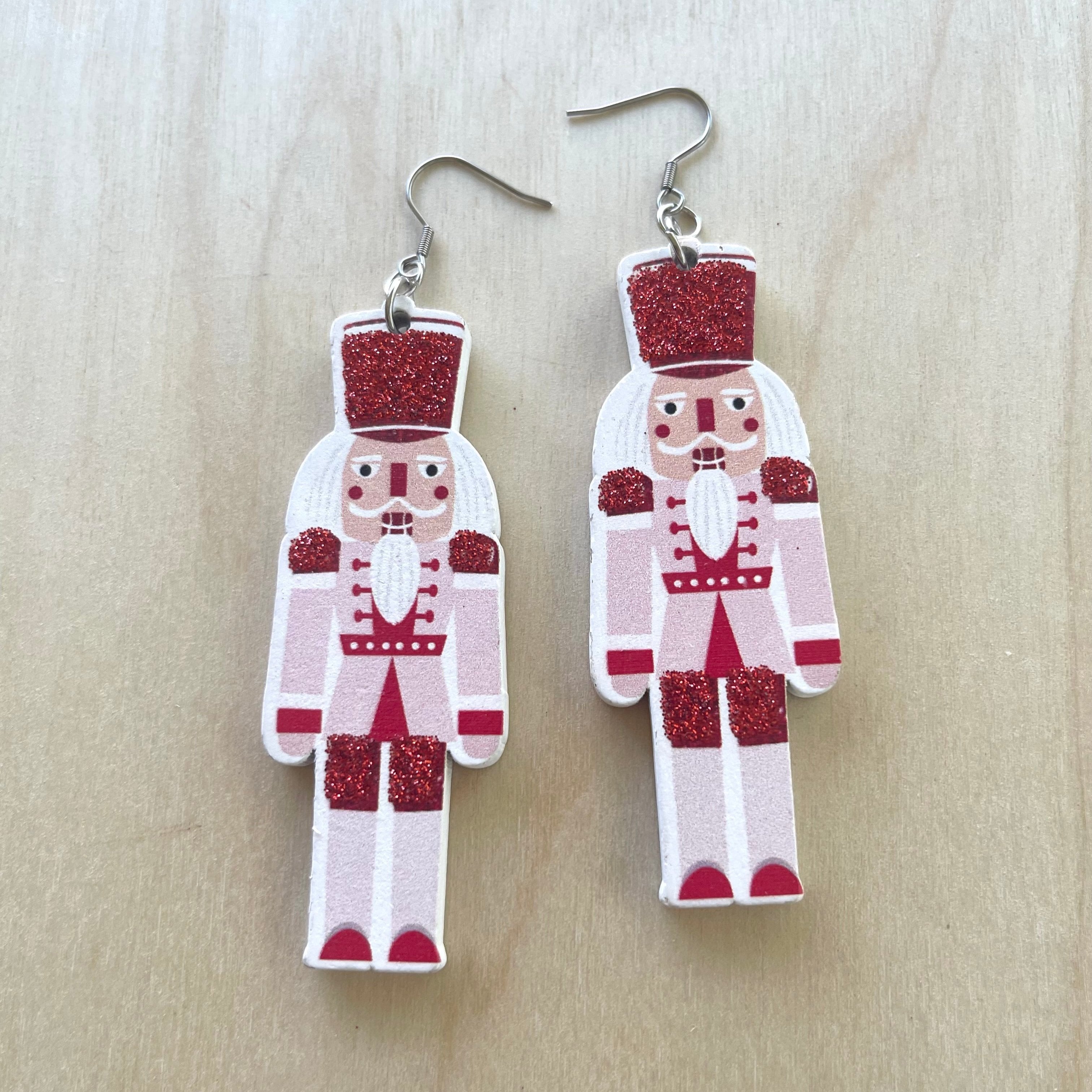 Handcrafted earrings with stainless steel earring wires and components.
Wood nutcrackers.
2 different designs: full beard or goatee.