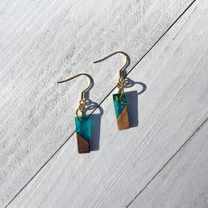 Handcrafted earrings with all stainless steel earring wires and components. Wood and resin charms.