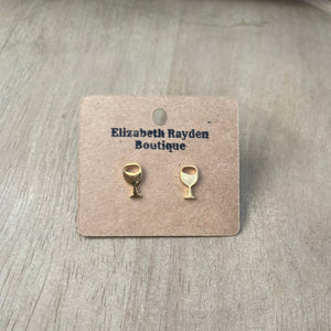 Wine glass stud earrings in 304 stainless steel. 122mm x 7mm.