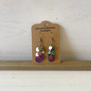 Handcrafted earrings with all electroplated stainless steel charms and components.