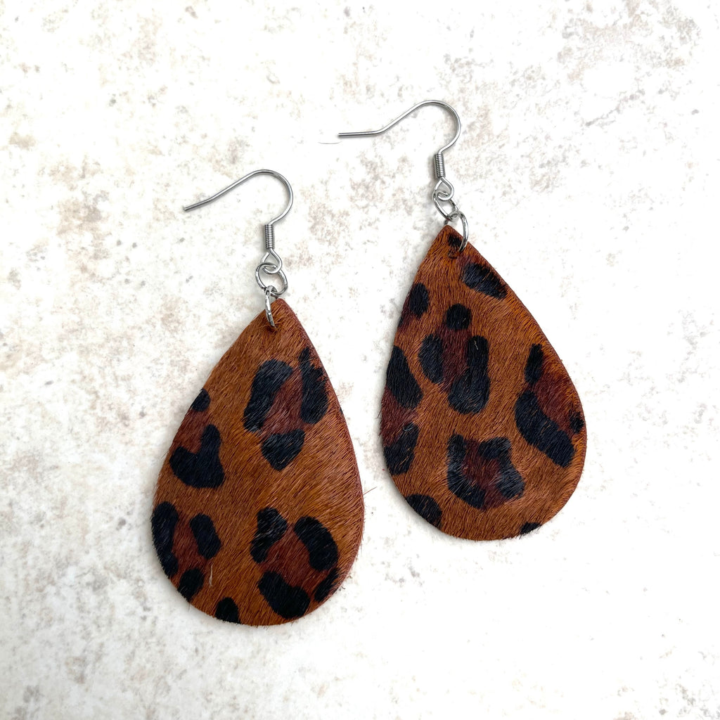 Handcrafted earrings with stainless steel earring wires. Real suede leather