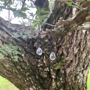 Clear Blue Tear Drop Earrings