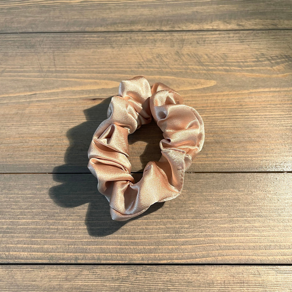 Satin champagne hair scrunchie.