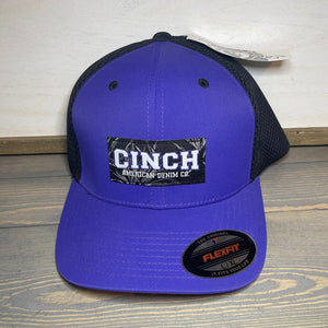 Cinch fitted cap. Purple and black cap is designed with front logo patch. Size: L/XL.