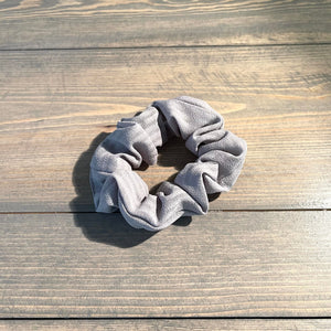 Soft gray classic hair scrunchie.