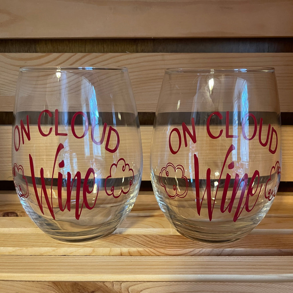 Glass stemless wine glass adorned with witty saying in permanent vinyl.  Holds 20 ounces of liquid. Care instructions: Hand wash only, not dishwasher safe, do not microwave, do not soak.