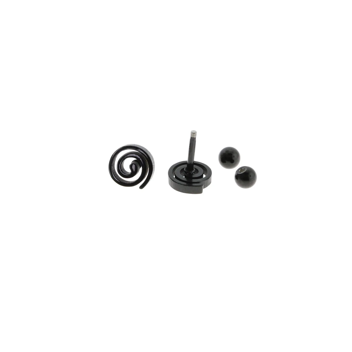 Spiral stud earrings in stainless steel. Measurements: 6mm x 4mm. Pin Thickness: 1mm, 18 gauge. Lead free and nickel safe. 