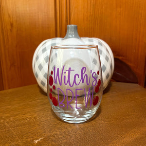 Glass stemless wine glass adorned with witty saying in permanent vinyl. Holds 20 ounces of liquid. Care instructions: Hand wash only, not dishwasher safe, do not microwave, and do not soak. 