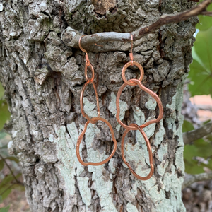 Hammered Copper Hoop Link Earrings