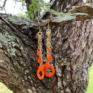 Orange Disc Earrings