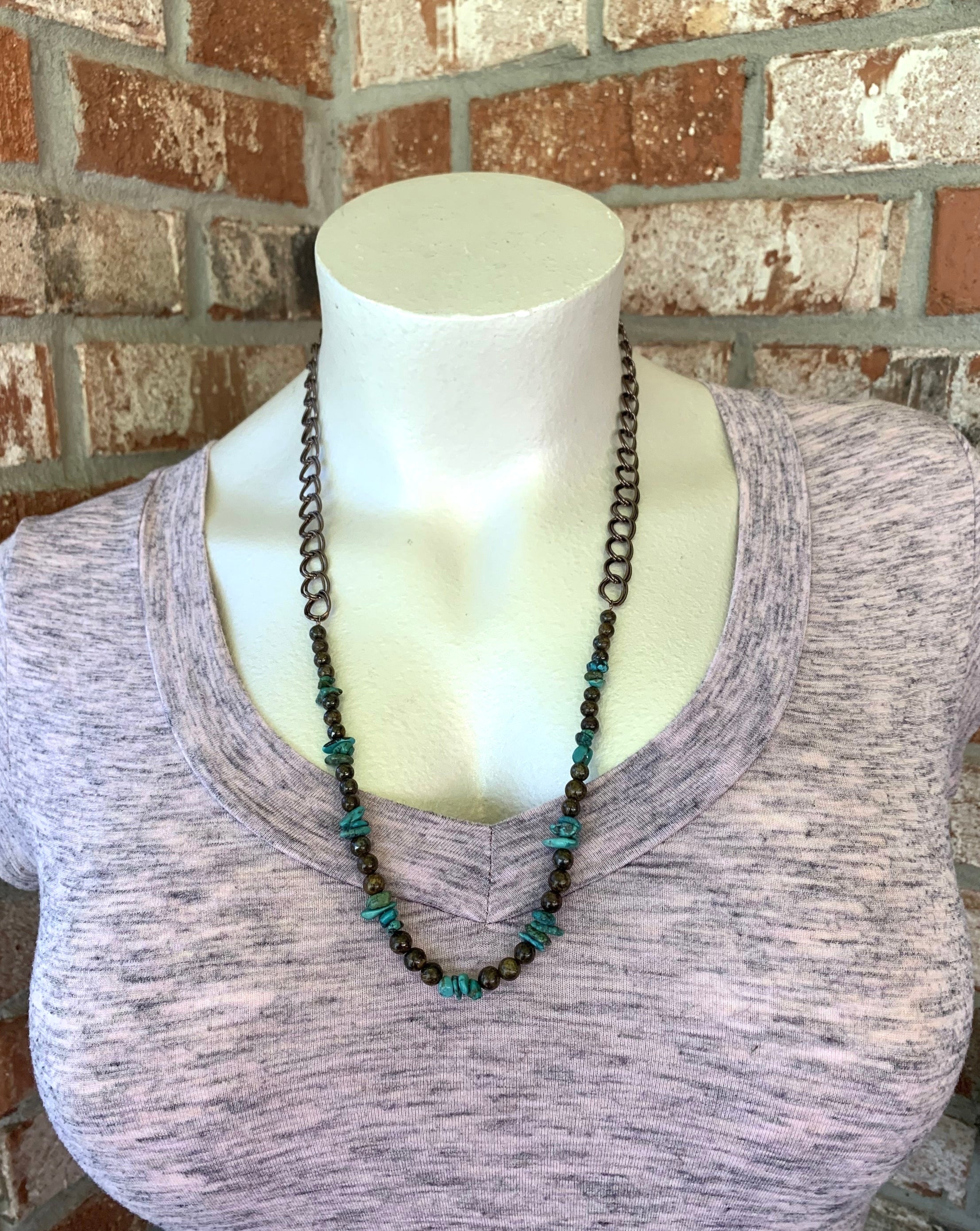 Turquoise and Bronzite Necklace