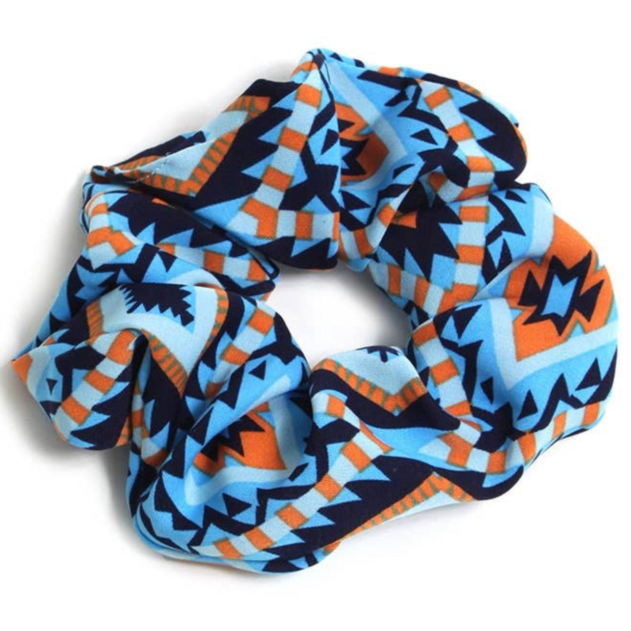 100% polyester. Aztec print scrunchie. 